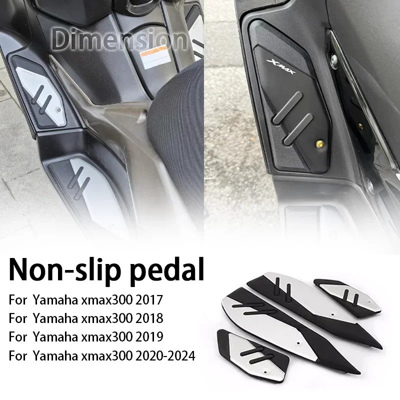 รถจักรยานยนต์สําหรับ YAMAHA XMAX300 2017-2024 Non-slip Foot Pad เหยียบอลูมิเนียม + ยาง XMAX300 2017-
