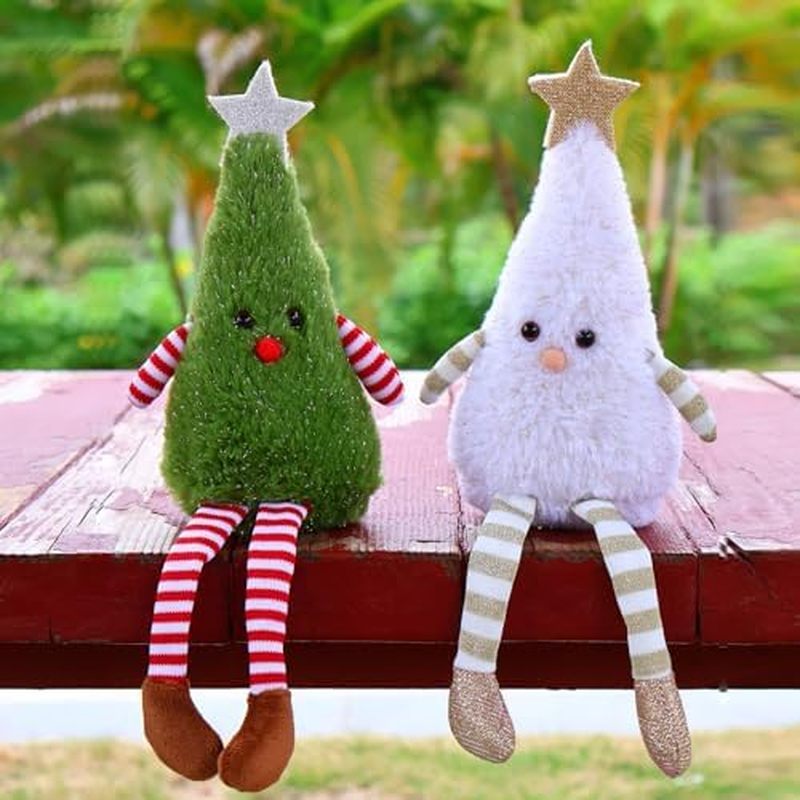 2pcs Christmas Table Decorations Long Legs Doll Christmas Ornaments Cute Plush Shelf Sitters Xmas Fi