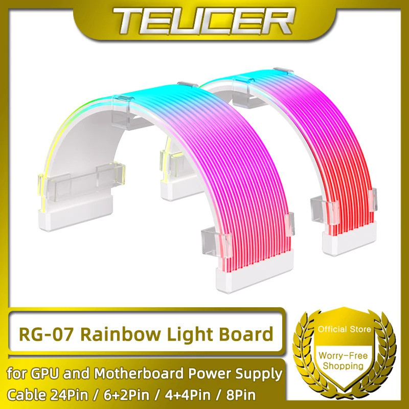 HB TEUCER AG-07 RGB Rainbow PC แอดเดรส 5V 3Pin ARGB DIY Light Board สําหรับเมนบอร์ด GPU CPU 24Pin แล