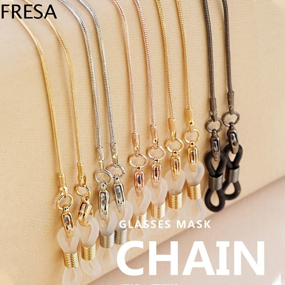 FRESA แว่นตากันแดดโซ่งูกระดูกโซ่แขวนคอโซ่โลหะสําหรับผู้หญิงสาว Elegant Gold สีเงินแฟชั่นหน้ากาก