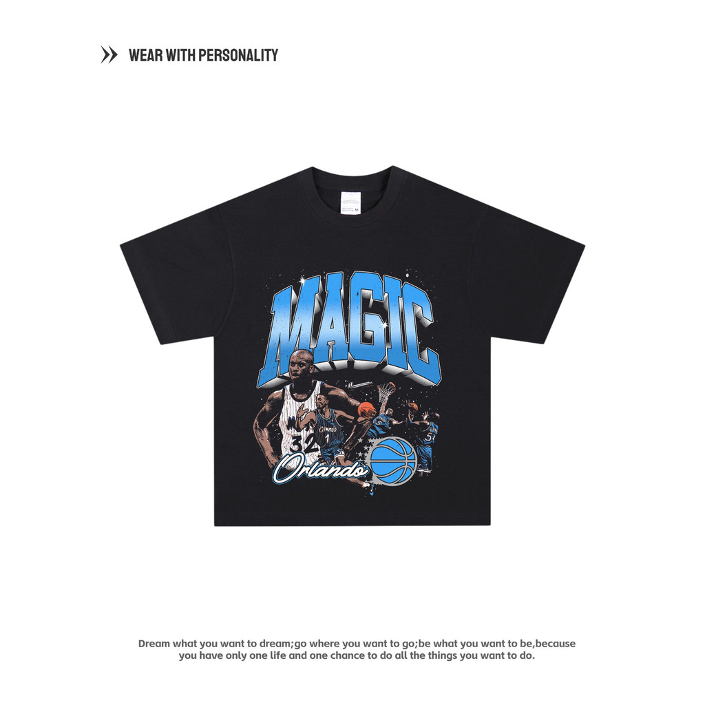 [มีสินค้าในสต็อก] เสื้อยืด Orlando Magic Vintae สไตล์ฮิปฮอปเรโทรแบบอเมริกัน แขนสั้น