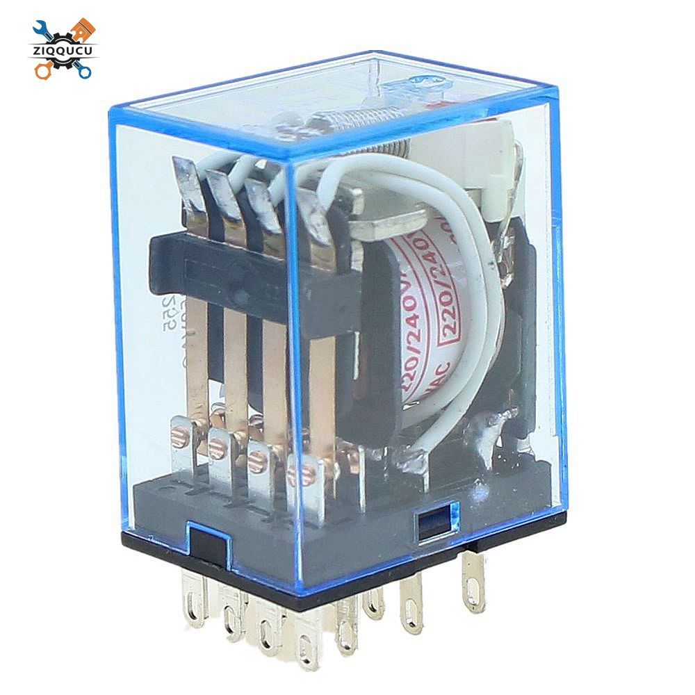 Ziqqucu รีเลย์ MY4NJ DC 12V 24V AC 110V 220V 14 พินรีเลย์ MY4NJ MY4 Mini รีเลย์สวิทช์พร้อมฐาน