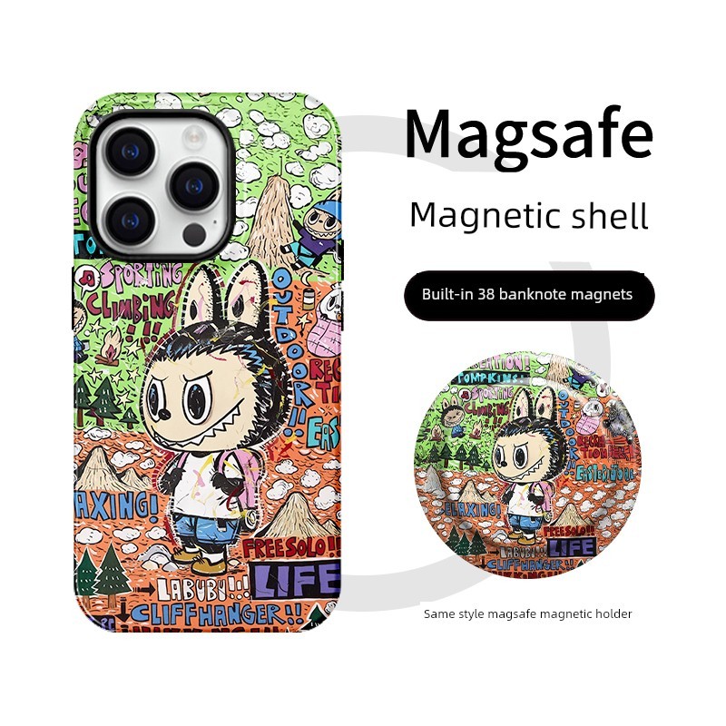 griptok magsafe griptok แม่เหล็ก [Magsafe Magnetic] Graffiti Labubu iphone16 เคสโทรศัพท์ Apple 15pro