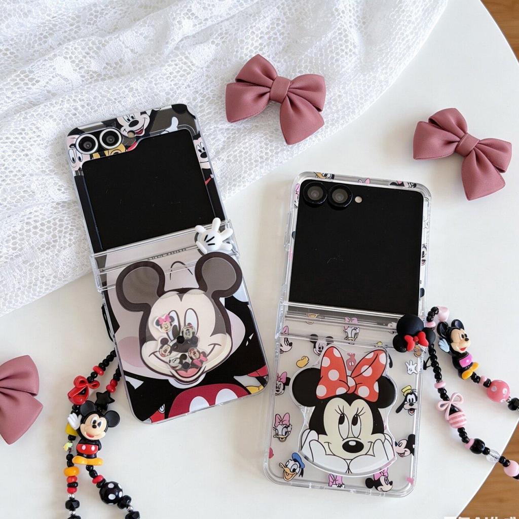 เหมาะสําหรับ Samsung Galaxy Z Flip 7 6 5 4 3 5G การ์ตูนสนุก Quirky Bunny Bracket Brcelet เคสโทรศัพท์สําหรับ ZFlip7 ZFlip6 N3Flip MixFlip Lanyard พับ Hard ฝาครอบป้องกัน
