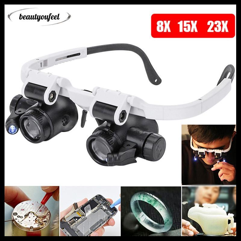 [Beautyoufeel] 2022 8X/23X Double Eye LED โคมไฟแว่นขยายแว่นตาแว่นขยาย Loupe