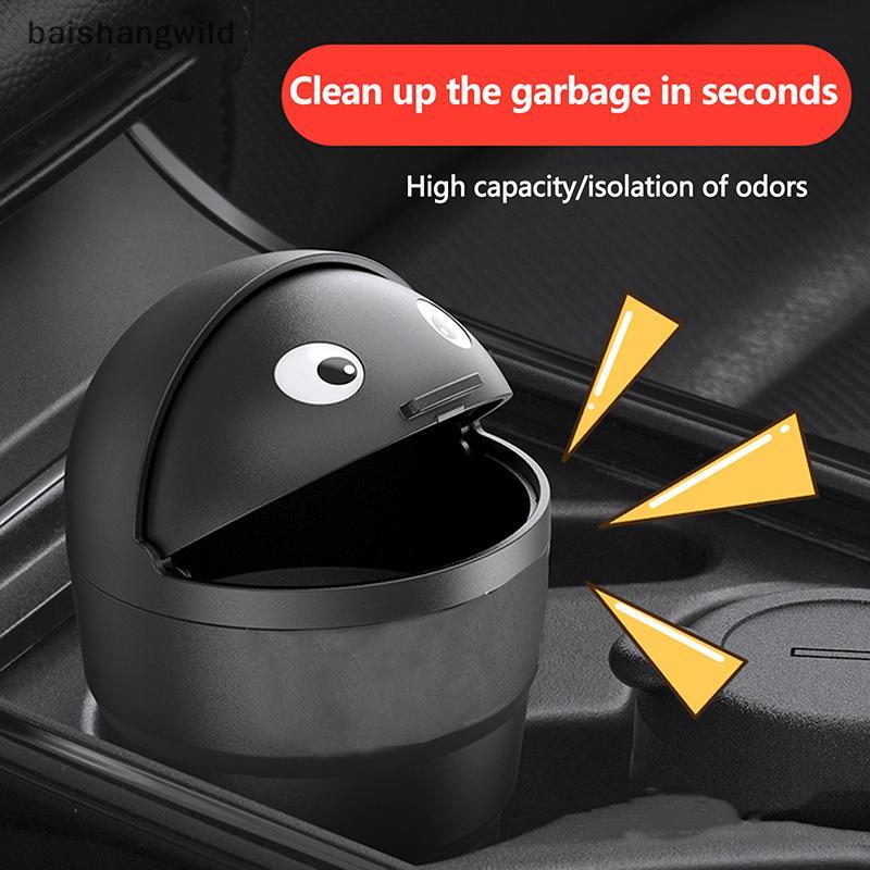 Bwth Universal ถังขยะรถยนต์ Mini Auto Organizer พร้อมฝาปิด Swing Leakproof Bin สําหรับรถยนต์ Jelly