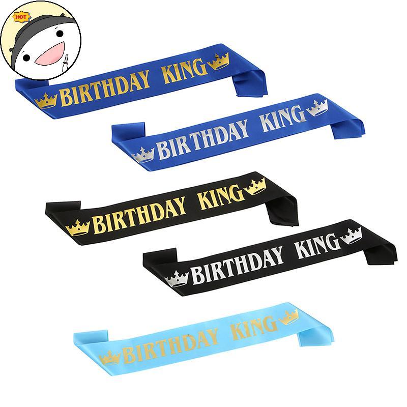 Lanf Birthday King Sash สําหรับผู้ชาย Boy Happy 16th 18th 20th 30th Birthday Party Decor EN