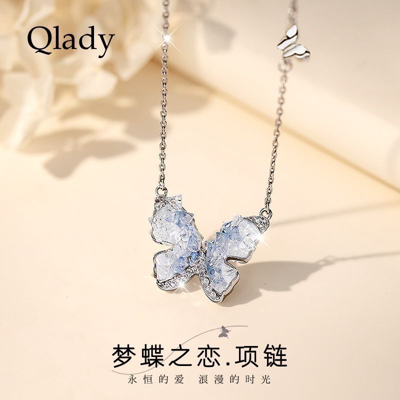 Qixi ของขวัญสร้อยคอผีเสื้อหรูหรา Niche จี้อุปกรณ์เสริมสาววันวันวาเลนไทน์ Clavicle Chain เครื่องประดั