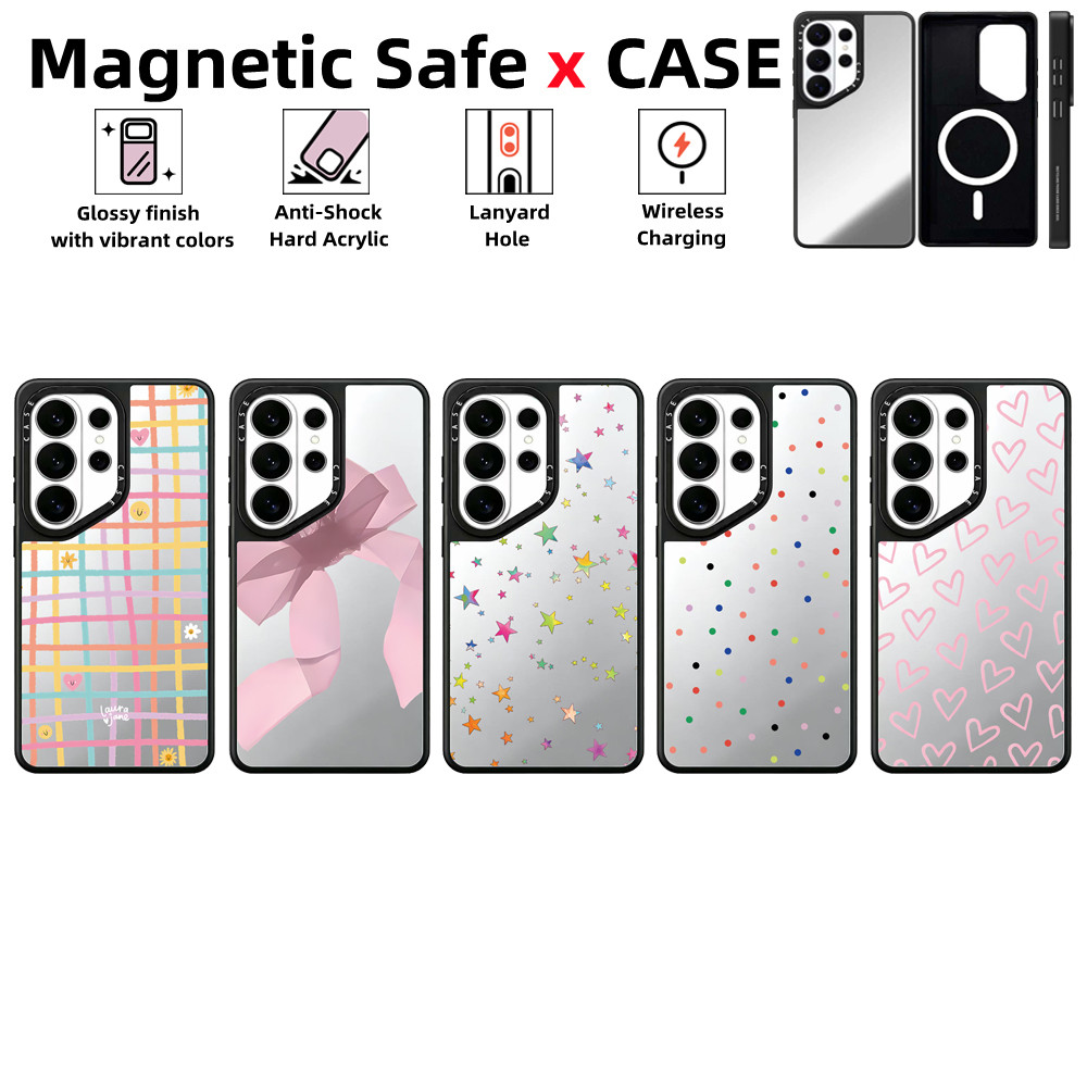 Suitable for Samsung Galaxy S26 S25 S24 S23 S22 Ultra Plusเคสโทรศัพท์Bow Star HeartCASEกระจกแม่เหล็กปลอดภัยปลอกกันกระแทกต้านทานฝาครอบป้องกัน