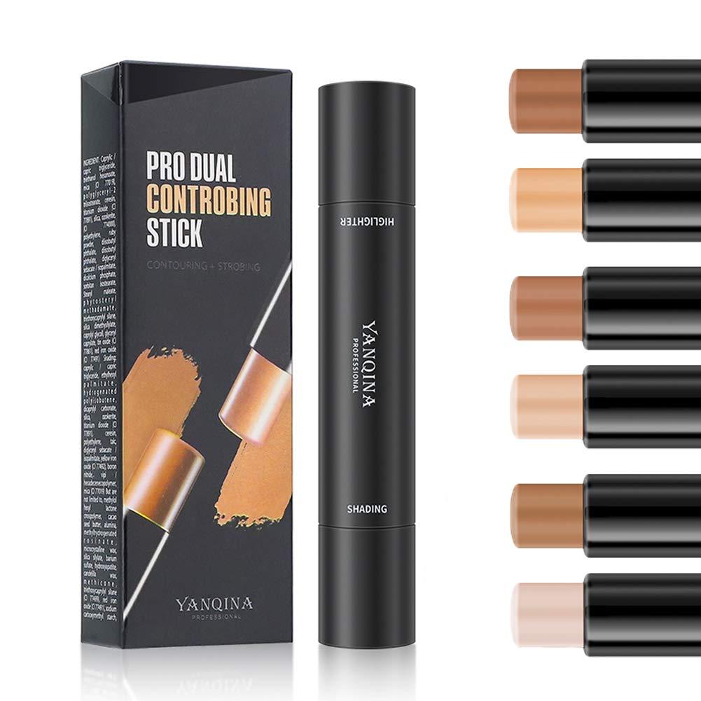 MEICOLY Cream Contour Stick Trio,Bronzer Highlighter Stick,2 in 1 Double Head Facial Repair คอนซีลเล