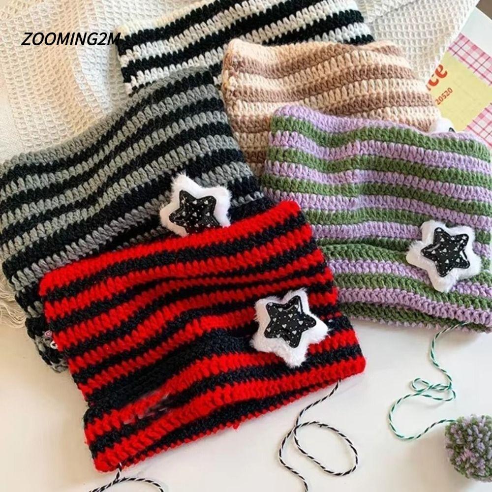 ZOOMING2M Star Devil หมวก, ลาย Y2K น่ารัก Y2K Beanie หมวก, Hip-hop ถักหมวกขนสัตว์ฤดูใบไม้ร่วงฤดูหนาว