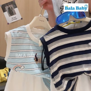 ชุดเด็กชายสุดคูล เสื้อกล้ามลายทาง + กางเกงขาสั้น ชุดเด็กชาย Summer Style ลายทางสุดคิ้วท์ BXT35
