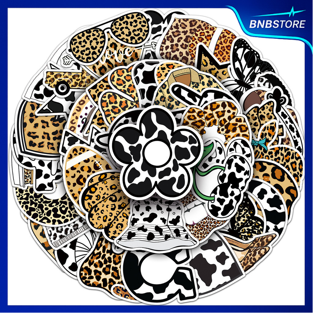 ส่งจากไทย 50ชิ้น สิ่งของลายเสือดาว leopard print cartoon stickers creative pattern พร้อมส่ง