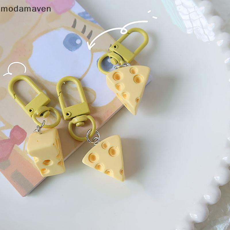 [MD] Cute Cheese Key Chain Custard Cheese Blo Jewelry Pendant Student Girl Heart Sweet Simulation Pe