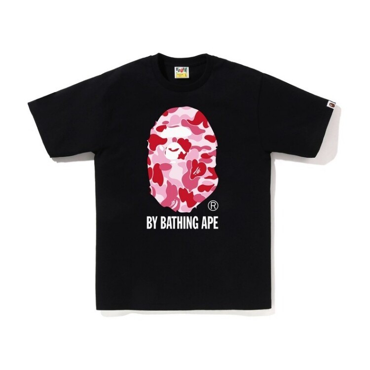 แฟชั่นคุณภาพสูงรอบคอ T เสื้อผู้ชายสีแดง Camo Ape พิมพ์ Streetwear แขนสั้น 0509