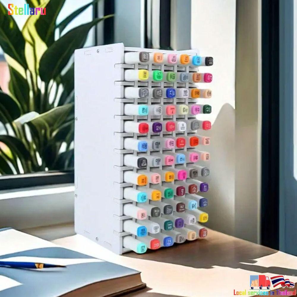 STELLARU Art Marker Rack, PVC Multi Slots MARKER ปากกาผู้ถือ, 72/120/180/240 กริดขนาดใหญ่ความจุแปรงชั้นเก็บ Home Office