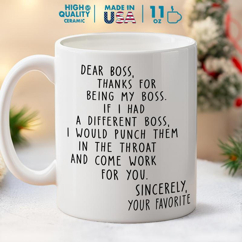 Judiwen-Dear Boss 11oz Ceramic Cup, Best Coffee Cup, Gift, Fun Gift, Clean and Reusable