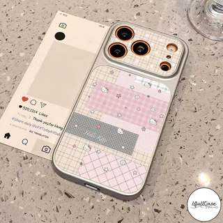 เคสเปลี่ยนสีหนัง ลาย Kitty ตาราง น่ารัก สไตล์ฮิต คู่รัก เข้ากันได้กับIPhone 17 air 12 16 14 11 13 15 Pro Max 16 15 Plus