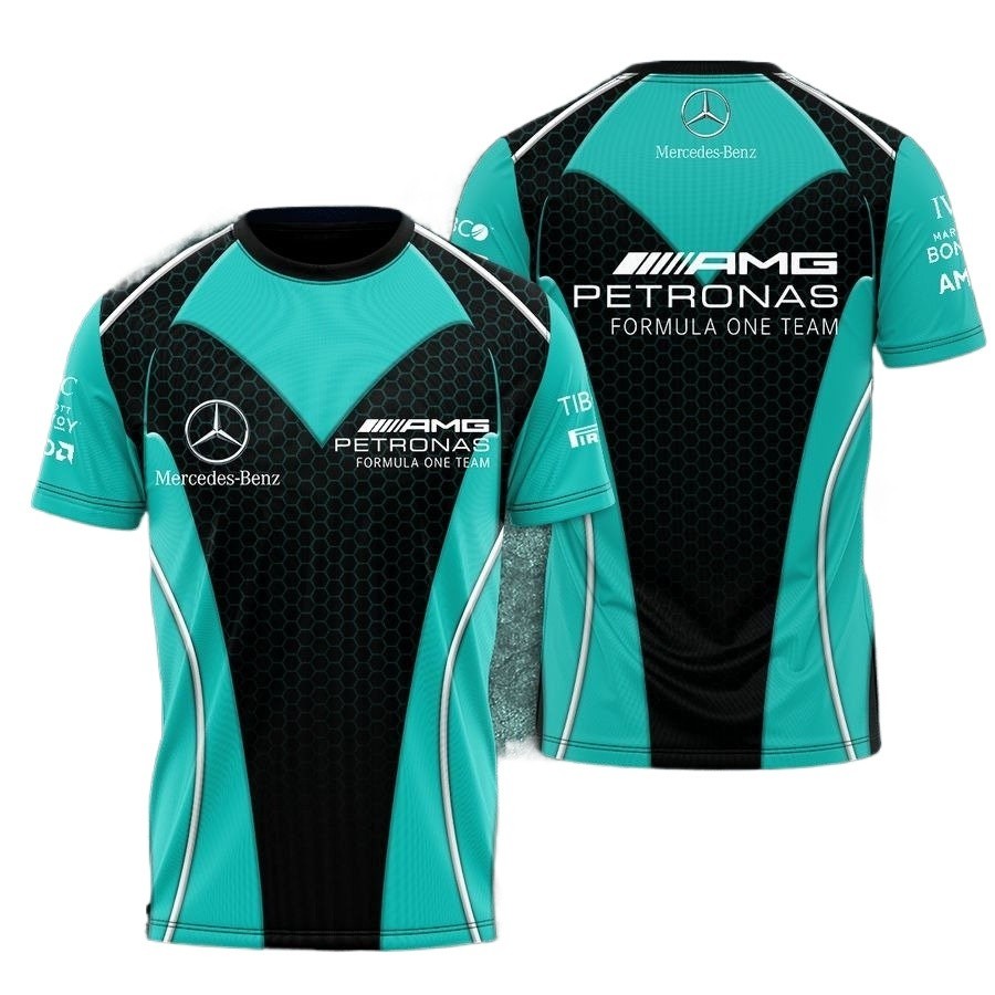 เสื้อยืดโพลีเอสเตอร์ฤดูร้อนสบายๆ | F1 ดีไซน์ Mercedes | แห้งเร็วและระบายอากาศได้ดี | เสื้อยืดลําลองทีมพิมพ์ลาย 3 มิติ | พัดลม ไม่จํากัดเพศ ต้องมีท็อป