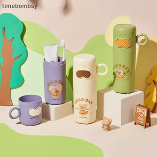 (เวลา) Creative Little Raccoon Wash Cup Home Travel กล่องแปรงสีฟันแบบพกพาน่ารักแว่นตาหมีแปรงสีฟันกล่อง (TH)