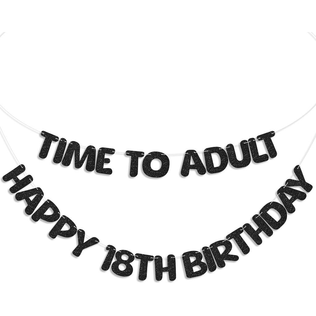 Tinade แบนเนอร์วันเกิด 18th ตกแต่งสําหรับชายหญิงเวลาแบนเนอร์ผู้ใหญ่ Happy 18th Birthday ตกแต่ง 18 ปี