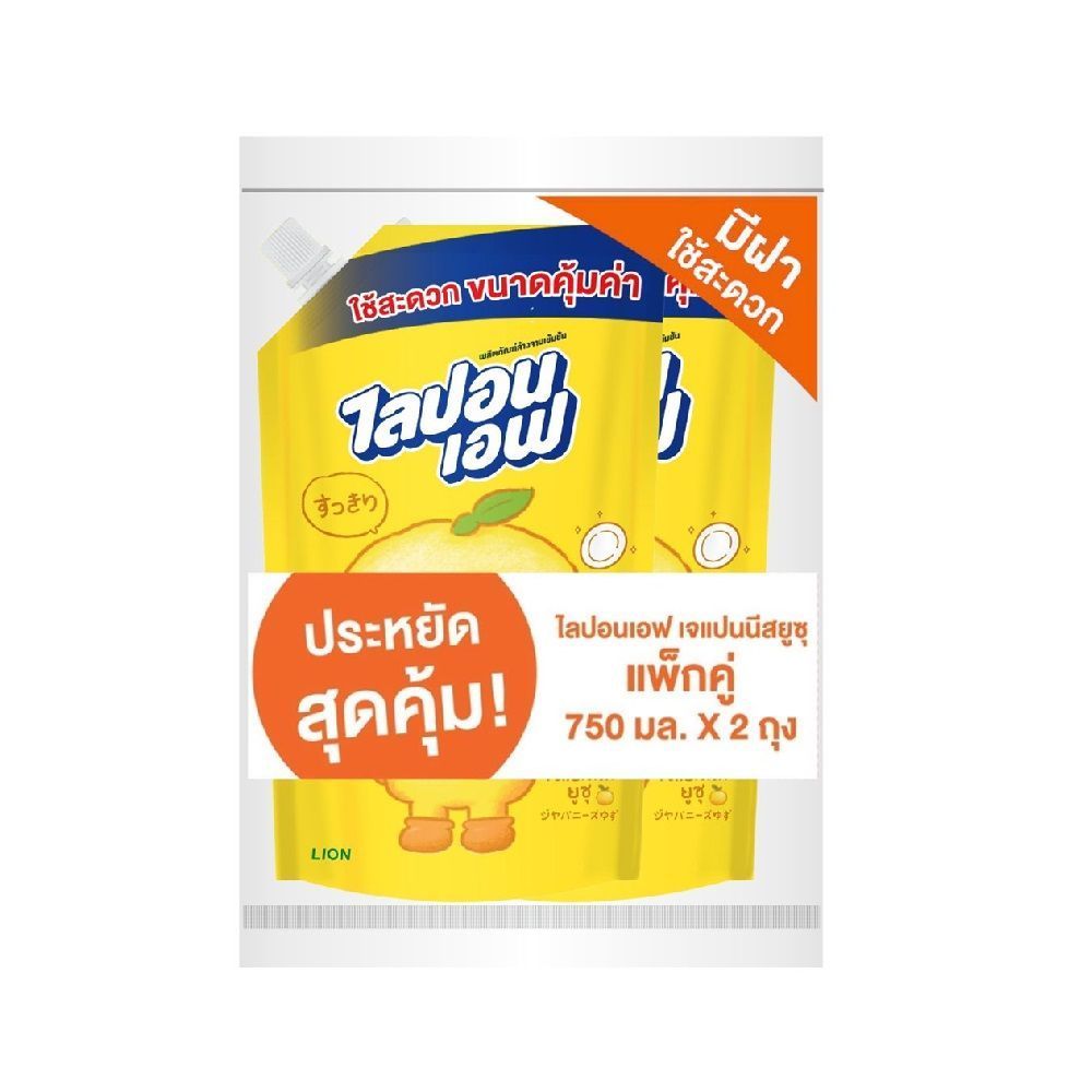 ไลปอนเอฟ เจแปนนีสยูซุ รีฟิล 750 มล. แพ็ก 2 LIPON F JAPANESE YUZU REFILL 750 ML. PACK 2