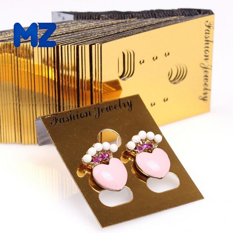 [MZ] 100X Gold Professional Type ต่างหูพลาสติกหู Studs Holder Display Hang Cards,