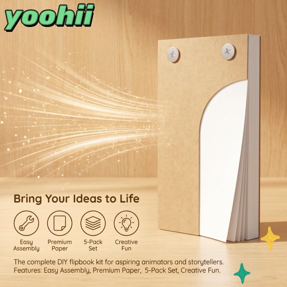 YOOHII 5PCS Flip Book Kit,ไฟ LED Compatible Holed Animation Paper DIY Animation Kit,แยกออกแบบ 4.5  2