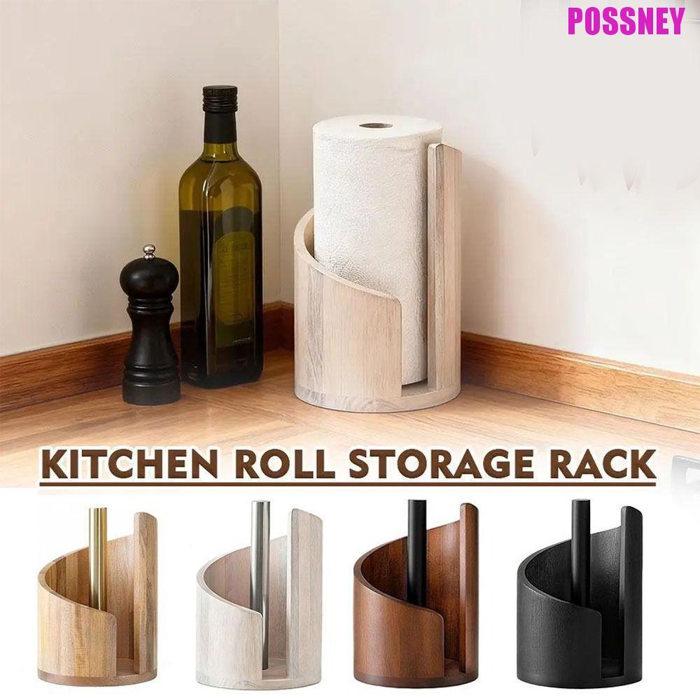 POSSNEY ที่วางกระดาษเช็ดมือไม้,ที่เก็บเครื่องประดับเคาน์เตอร์ออกแบบผ้าขนหนูกระดาษยืนผู้ถือ,ความจุขนาดใหญ่ไม้อิสระฐานผู้ถือม้วนกระดาษบ้าน