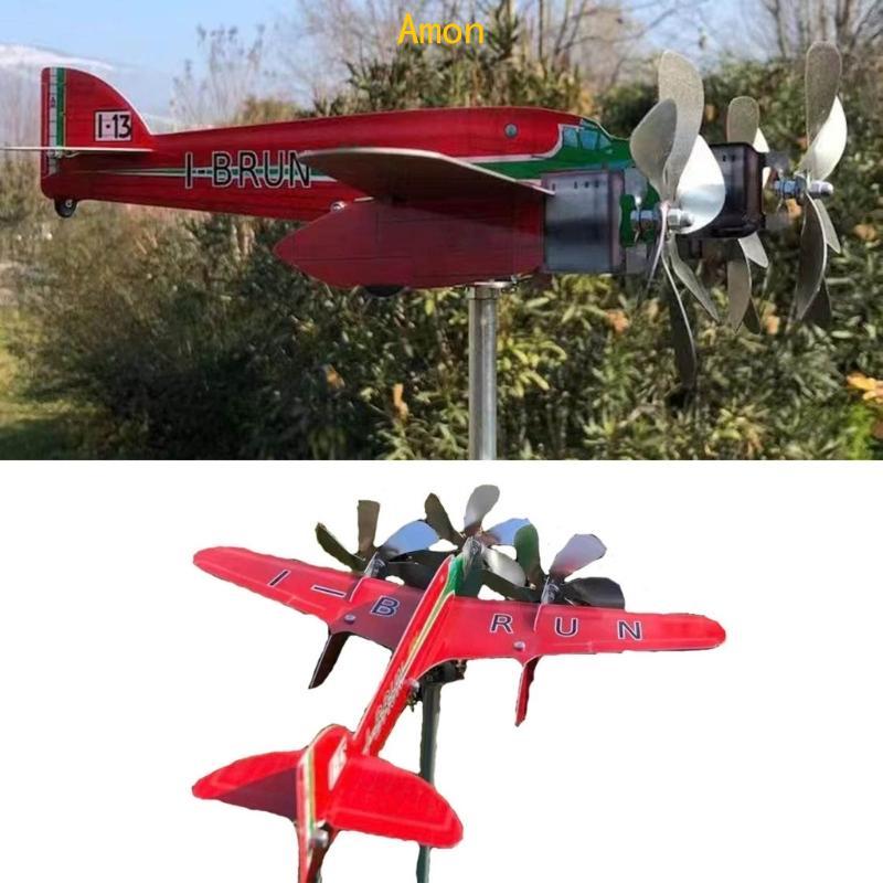 Amon Garden Decors Wind Spinner เครื่องบินโลหะ Pinwheels Wind Spinner สําหรับ Yard Garden