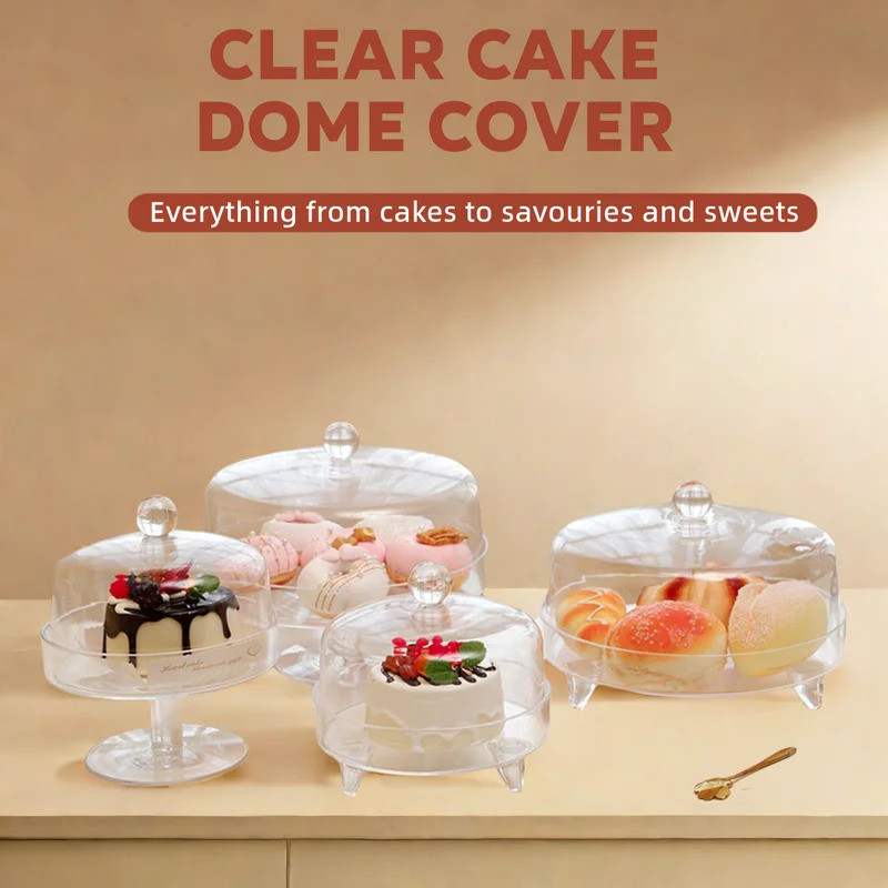 Dome Acrylic Cake Cover Transparent Cloche Lid Cake Cheese Food Dustproof Tall Cover Party Table Dec