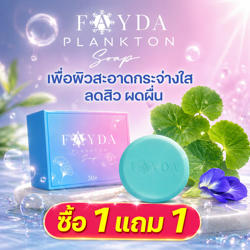 【ซื้อ 1 แถม 1】🔥Fayda plankton Soap สบู่สิว50g แก้ปัญหาสิวหัวดำและหัวขาวได้อย่างมีประสิทธิภาพทำความสะ