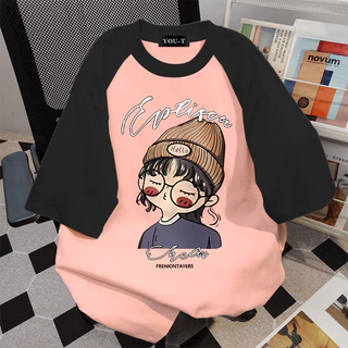 🌷Su.Tee🌷 เสื้อทูโทน oversize เสื้อสตรีท เกรดพรีเมียม เสื้อคอตตอน ไม่หดตัว ใส่สบาย ลาย "Hat girl"