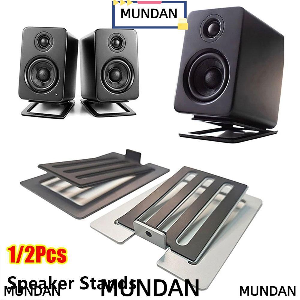MUNDAN 1/2 ชิ้นขาตั้งลําโพงตั้งโต๊ะ,อลูมิเนียมอัลลอยด์ลําโพงเอียงRiser Rack,เสียงรอบทิศทางลําโพงกันลื่นรองรับสําหรับพีซีขนาดเล็กขนาดกะทัดรัด