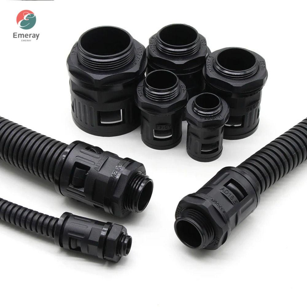 EMERAY ข้อต่อท่อลูกฟูก, ขั้วต่อหลอดพลาสติกพลาสติกสีดํา, AD15.8 Multisize Cable Gland PP ลูกฟูกท่อ