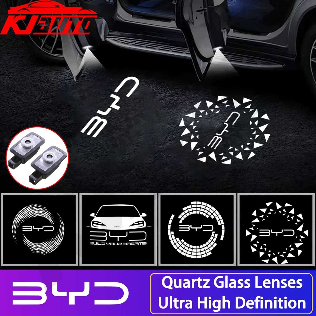 LED รถประตูเลเซอร์ Ghost ยินดีต้อนรับโคมไฟกระจกเลนส์สําหรับ BYD Atto 3 Dolphin D1 E6 Seal U Han Sealion Tang เพลง Plus DM-i, Auto ประตูบรรยากาศแสงอุปกรณ์เสริม