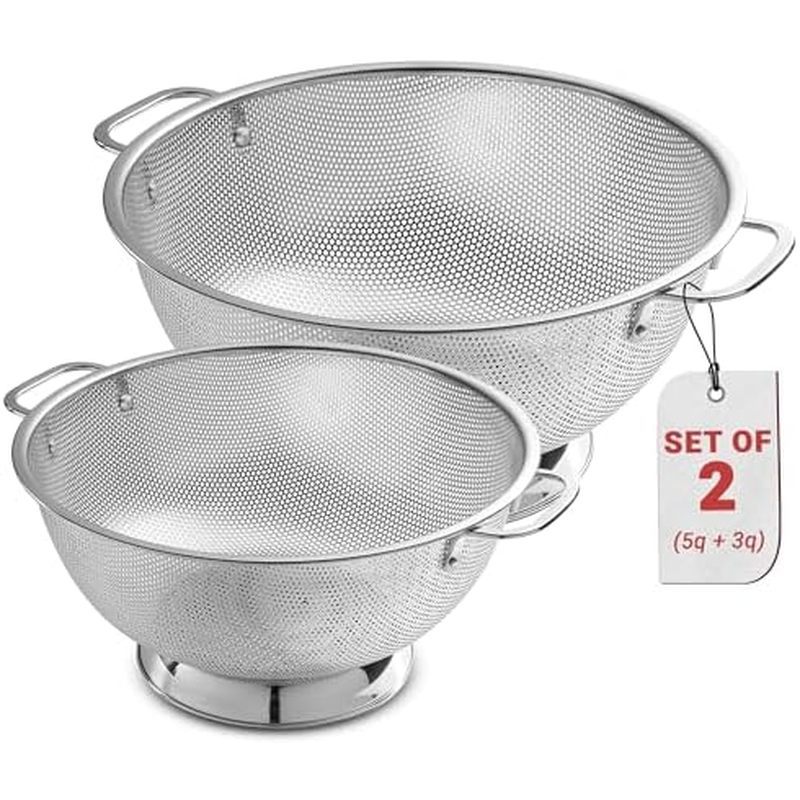 in Colander for Kitchen – 5 Qt Stainless Steel Strainer with Handle - 18/8 Pasta Strainer Bowl for P