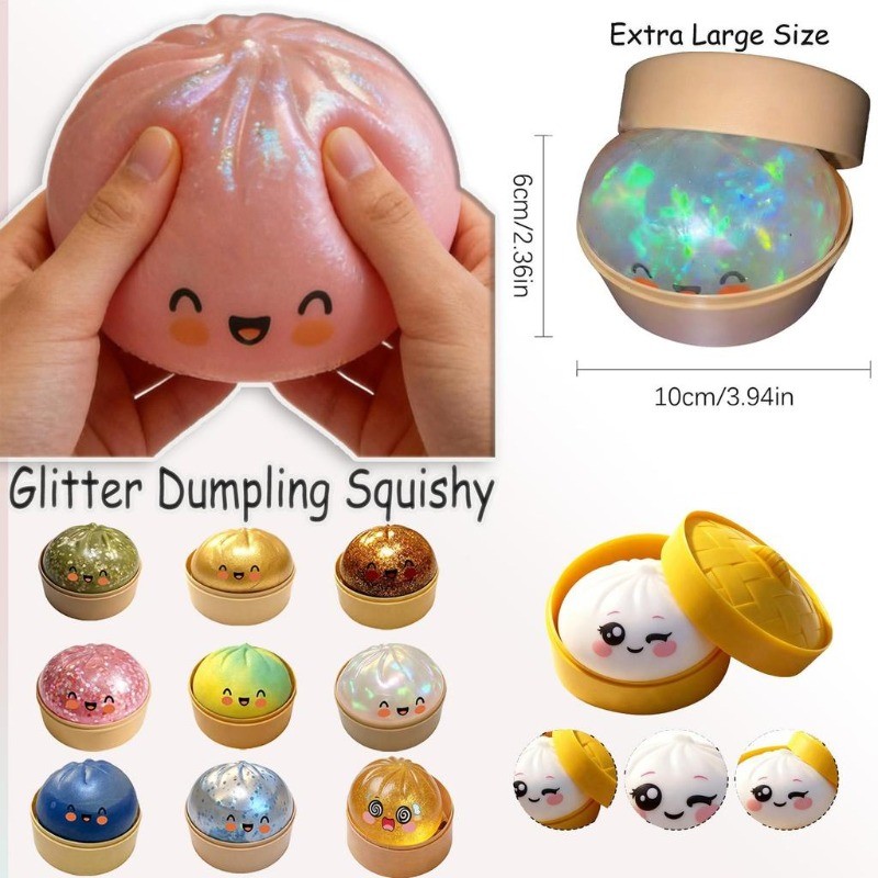 Glitter Dumpling จําลองแฟลช Dumpling ความดัน Ball ช้า Rebound Soft Pinch Decompression Office Decorat ของขวัญวันเกิด