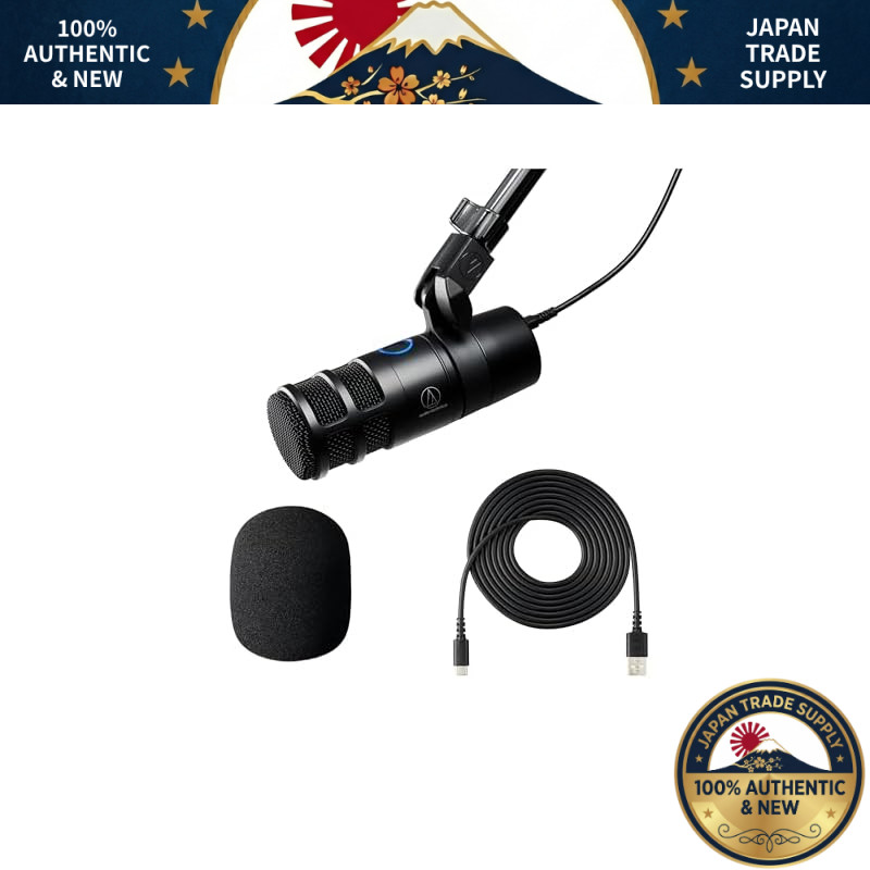 Audio-Technica AT2040USB Dynamic Microphone - Directional, Noise-Canceling, One-Touch Mute, Headphon
