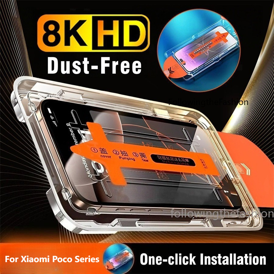 คลังสินค้าพร้อมสําหรับ Xiaomi Poco F8 Ultra 5G Mi Poco F8 M8 X8 Pro Ultra S ProMax 4G 5G 2026 HD Clear Film Auto-Dust One-คลิกติดตั้งง่ายกระจกนิรภัยป้องกันหน้าจอ