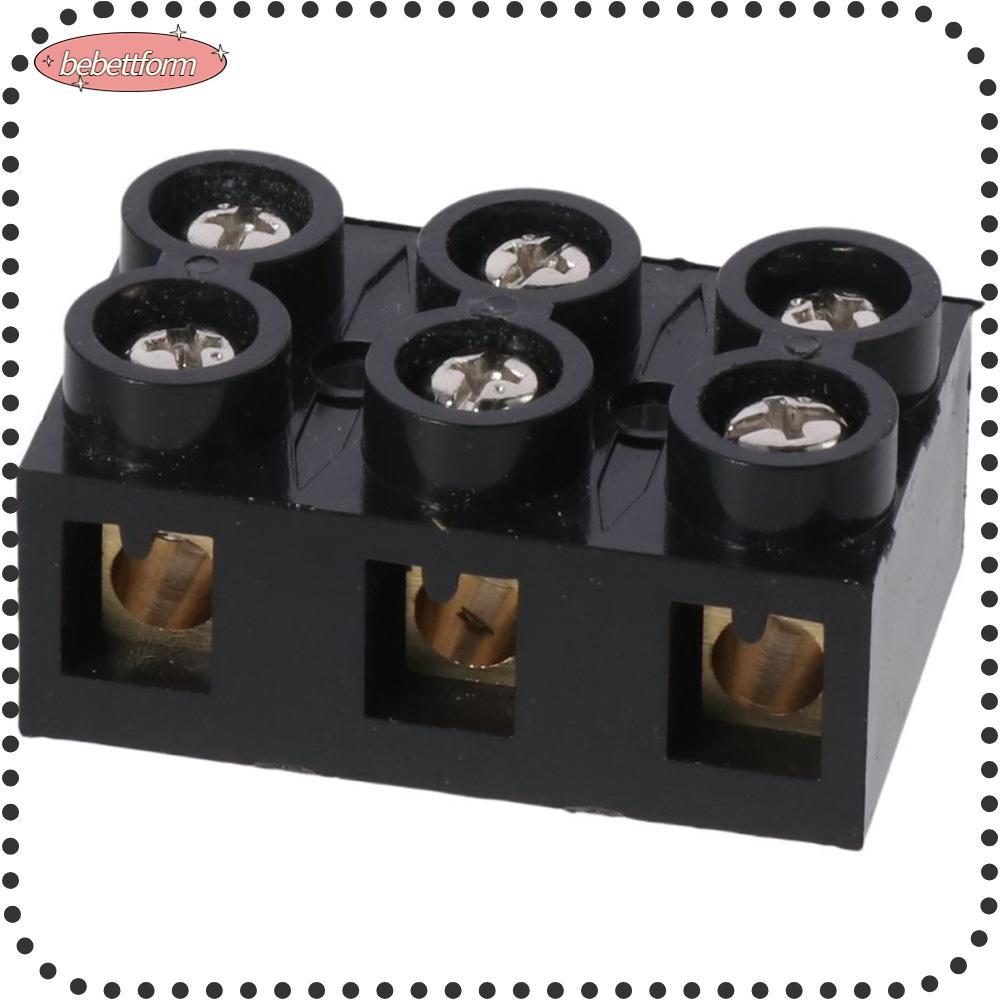 BEBETTKISS Screw Electric Barrier Strip, Dual Row 3 ตําแหน่ง, Terminal Block, Terminal Base Black 50