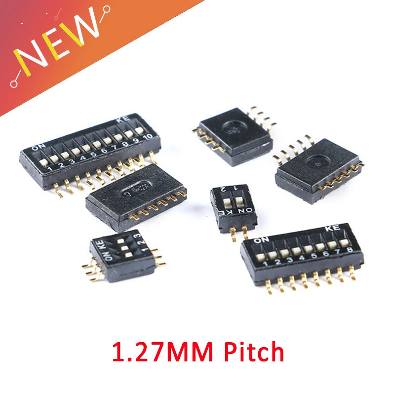 5pcs สลับสวิทช์ SMD SMT สไลด์ประเภทสวิทช์ 1P 2P 3P 4P 5P 6P 8P 1.27 มม.ตําแหน่ง Way DIP สีดํา Pitch 