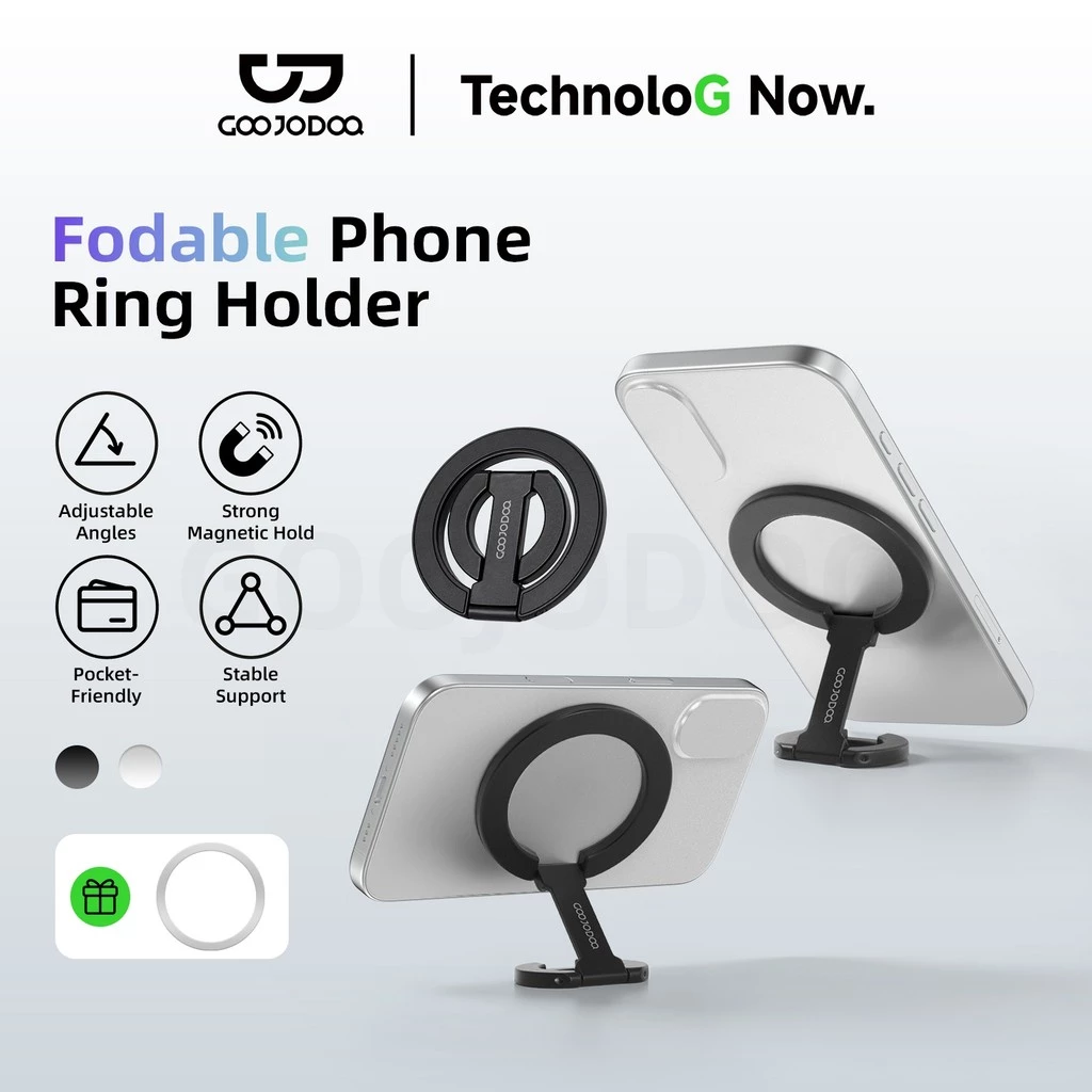 GOOJODOQ ที่วางโทรศัพท์ Dual Magnetic Ring Buckle Design Multi Angle Adjustment น้ําหนักเบาและพับได้