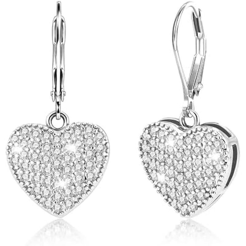 ALEXCRAFT 925 Sterling Silver Dangle Earrings, 14K Gold Plated Heart Waterdrop Earring for Women Tre