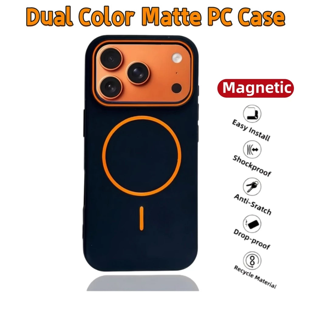 หรูหรา Matte Soft Magnetic เคสโทรศัพท์สําหรับ iPhone 17 Pro Max 16 15 14 13 Pro Max Dual สีซิลิโคนพรีเมี่ยมปลอกนุ่มกันกระแทก