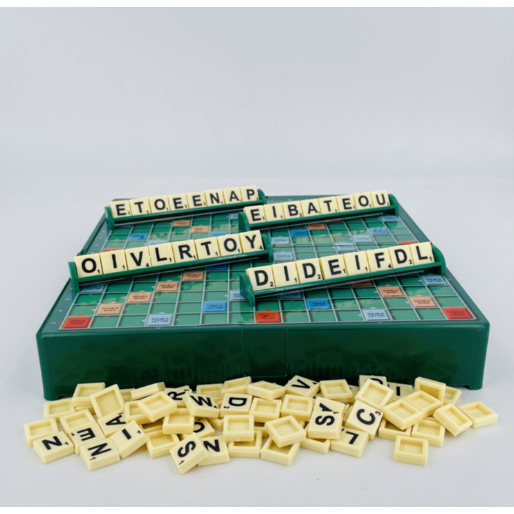 Foldable Scrabble Board Game Folding Travel Scrabble Compact Game Board Age 10+ Bringing Letters and Pepple Together