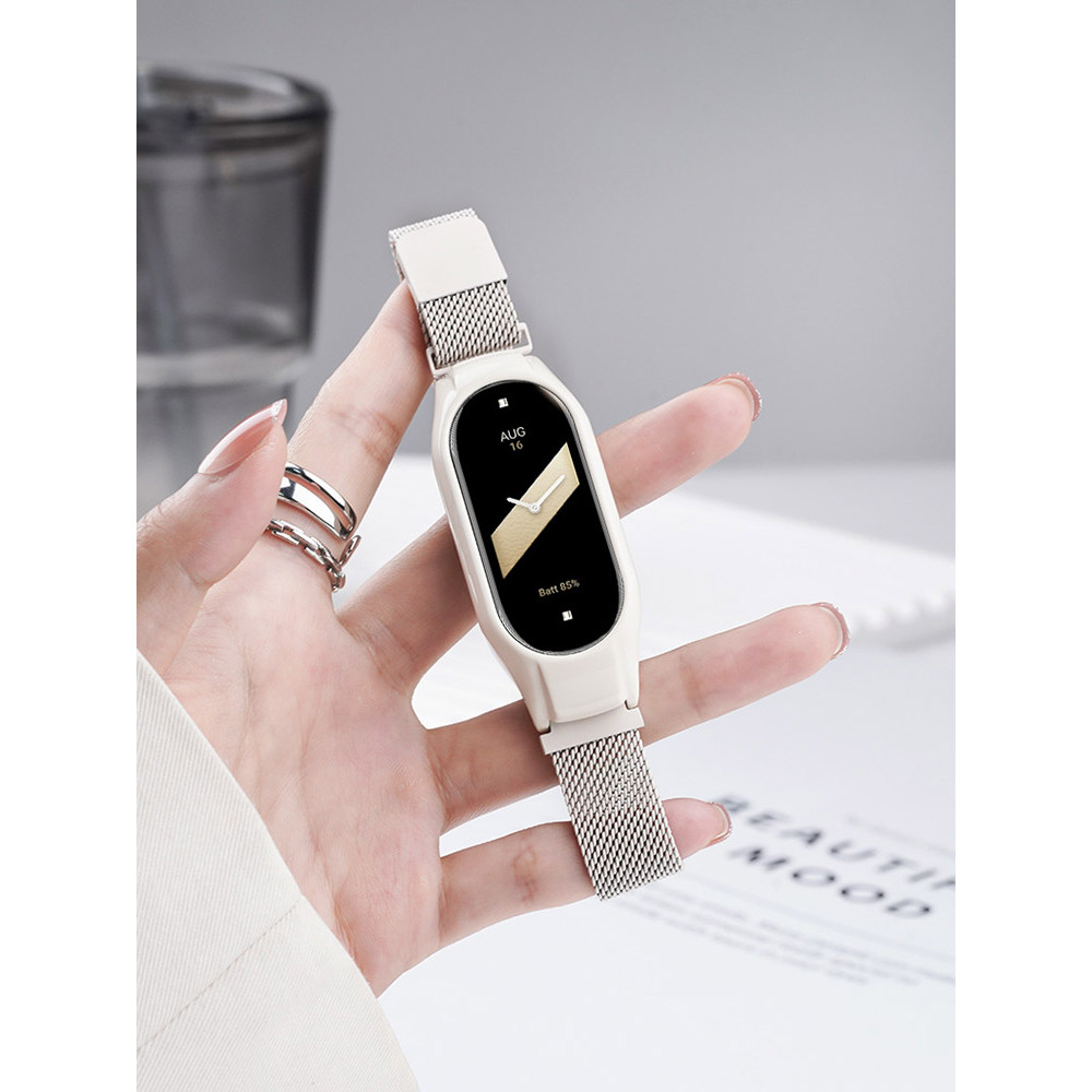 เหมาะสําหรับ Xiaomi Mi Band 10 สาย 8/9 โลหะเหล็ก Band Milanese 7/6 สายรัดข้อมือ NFC รุ่นสมาร์ท 5/4/3