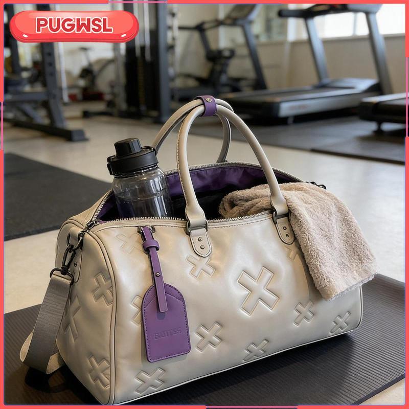 [pugwsl] กระเป๋าเดินทางแฟชั่นหนัง PU Weekender กระเป๋าสําหรับช้อปปิ้ง Commutting Fitness