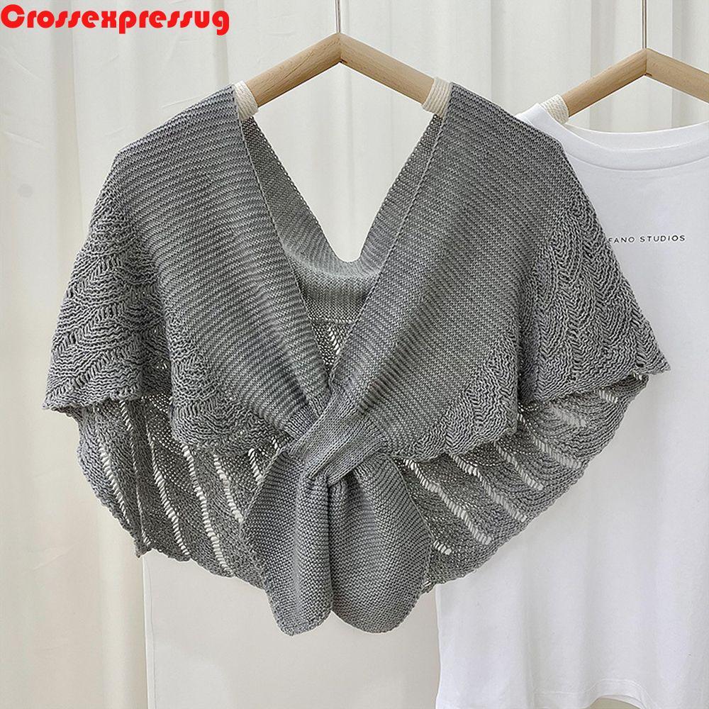 VORTEX ผู้หญิงถักผ้าพันคอลําลองสีทึบแฟชั่น Cross Elegant Thicken คอ Wrap