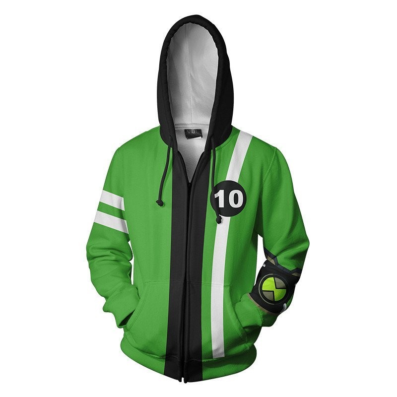 Ben 10 Zipper hoodie 3D Print JACKET เสื้อกันหนาวแฟชั่น F8FC